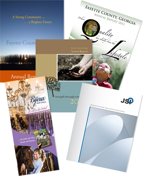 Assortment of brochures designed by 11 Fingers